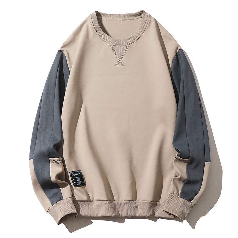 2026 Men s Crew Neck Sweatshirt - Korean Style, Loose Fit, Long Sleeve for Spring & Autumn XL хаки