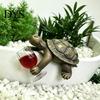 Whimsical Balcony Decorations Wine Drinking Turtle Figurine, Planter Hanger Statue, Plant Waterproof Outdoor Ornaments Pot Resin Ornament for