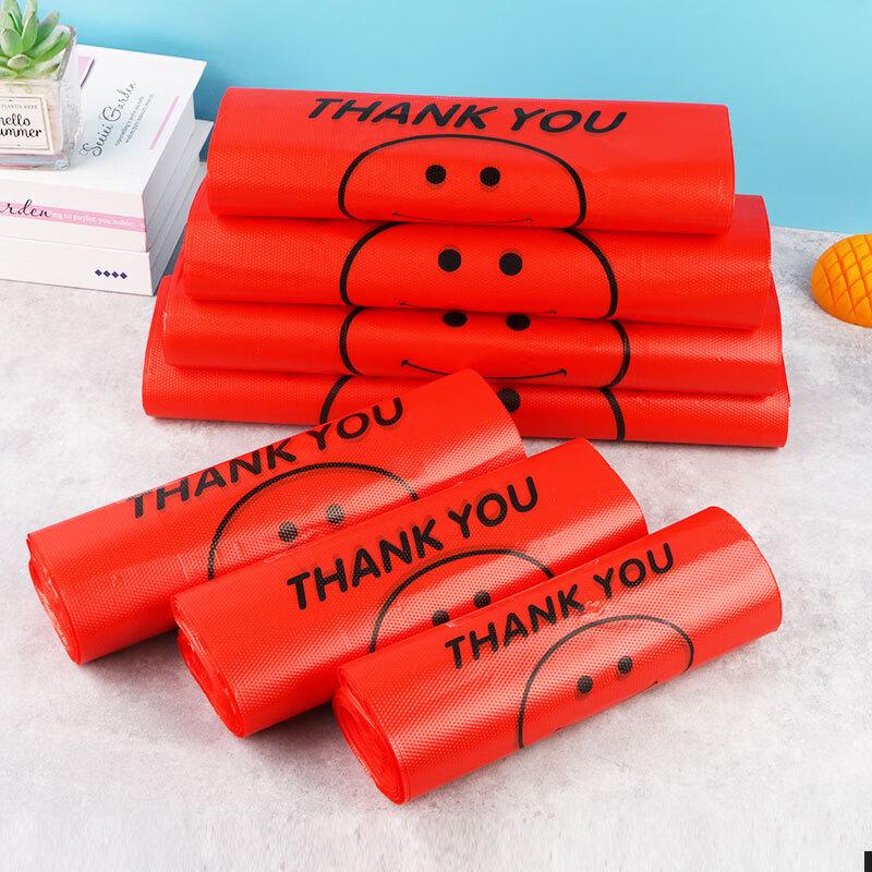 

Pinmoya Red Thickened Plastic Shopping Bags, 1000 Count