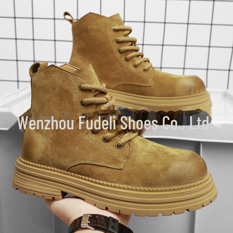 Men's 2024 Retro Martin Boots: British Style, Wear-Resistant, Thick-Soled, Autumn Trendy Yellow Boots