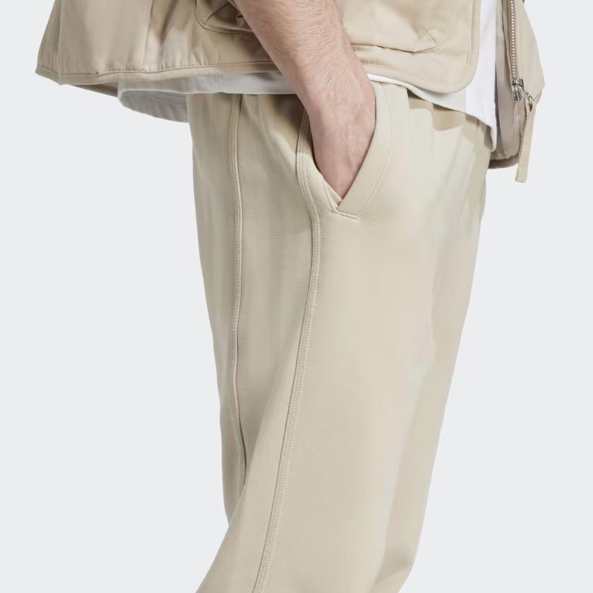 Adidas Lounge Fleece Drawstring Knit Joggers Men Bottoms Beige IB6160