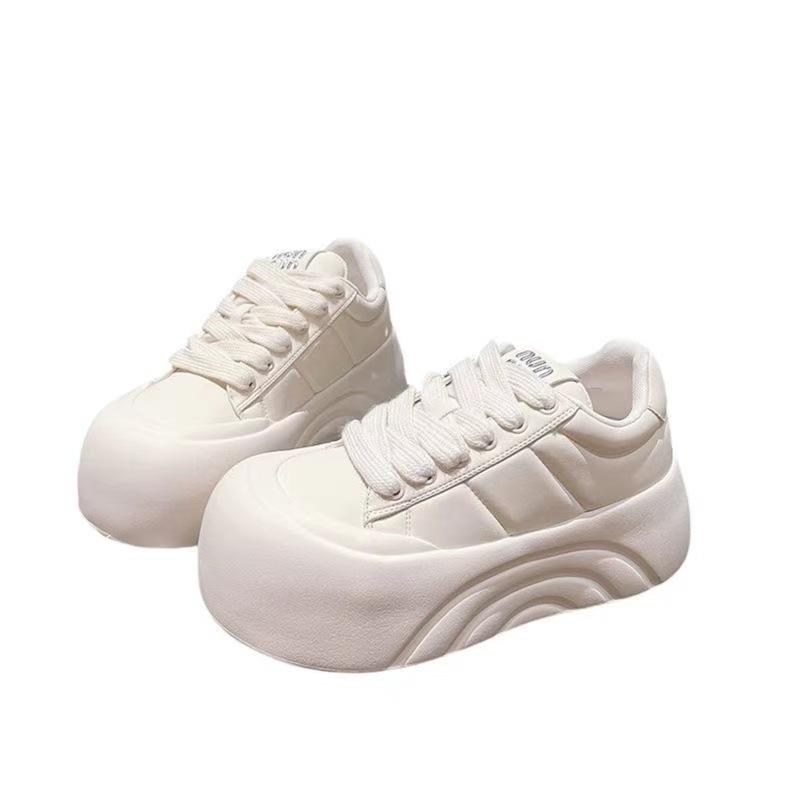 Fashion Thick Soled Sponge Cake Height Increasing Sports Big Toe Shoes 2025 Spring and Autumn New Popular Casual Board Shoes