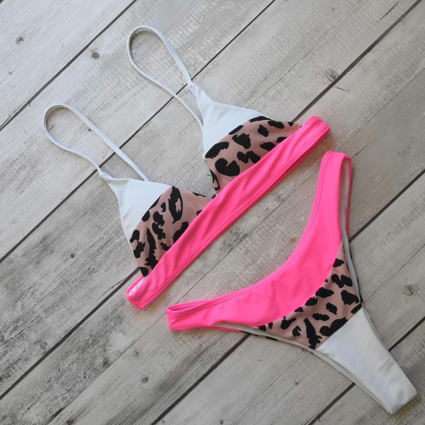 2022 Leopard Print Colorful Patchwork Bikini Swimwear Medium