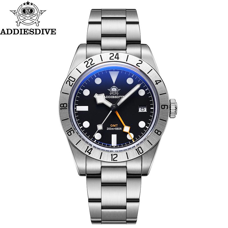 ADDIESDIVE Новые Роскошные Мужские Часы 200м Водонепроницаемые Нержавеющая Сталь Кварцевые Часы BGW9 Супер Синий Люминесцентный GMT Часы из Нержавеющей Стали black