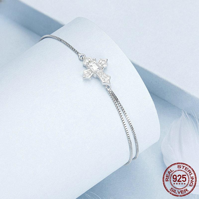 Bracelet croisé personnalisé de Style froid pour hommes et femmes, tendance européenne et américaine, bijoux de foi en argent Sterling S925