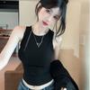 Hollow beautiful back lace sling vest for women, hot girls wear sleeveless bottomed navel top, trendy and fashionable outside