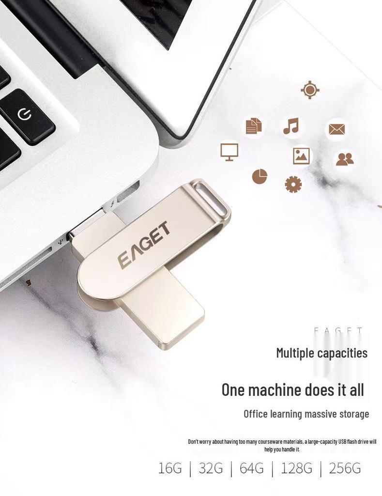 High-Speed Eaget F60 Metal USB 3.0 Flash Drive - Available in 16GB, 32GB, 64GB with Engraving Option