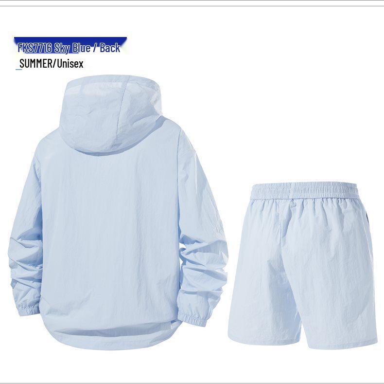 Traje deportivo casual de verano para hombre: Conjunto de seda helada transpirable con protección solar.