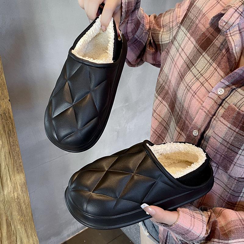 Autumn and winter bags and cotton slippers women's indoor thick-soled non-slip and warm EVA waterproof confinement shoes supermarket