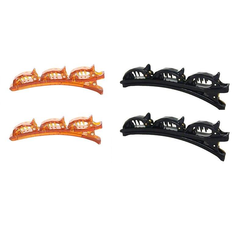 

4-Pack Elegant Plastic Hair Clips, Double Clip Twist Side Clamp, Solid Color Hairpin Set for Styling and Holding Hair in Place