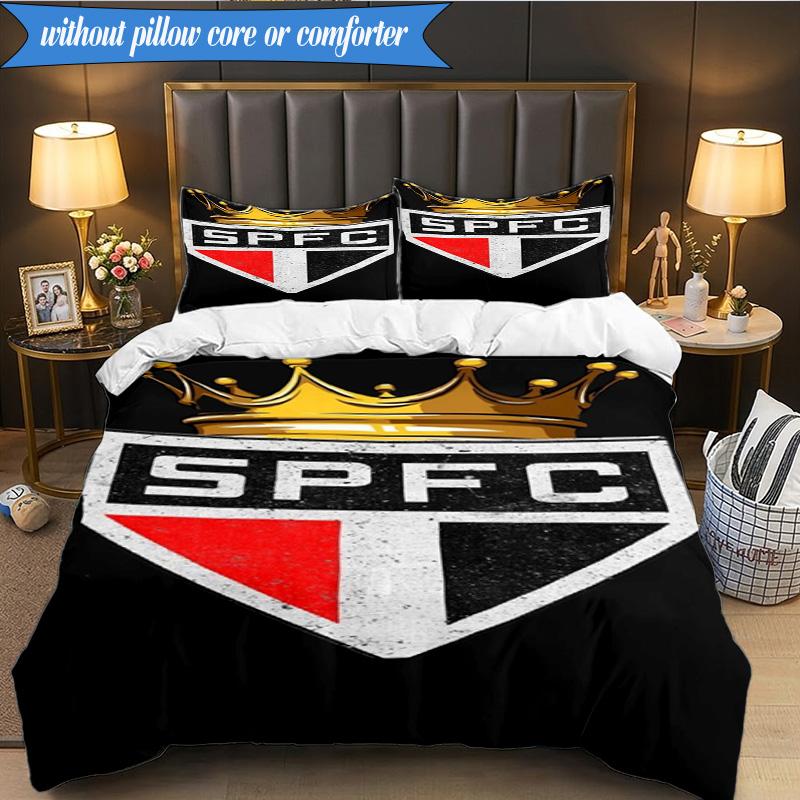 3PCS Paulo Fc Emblem Printed Soft Bedding Set,Including 1pc Duvet Cover And 2pcs Pillowcases Perfect for Bedroom, Dormitory, Fan Gift