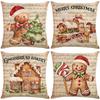 Christmas Gingerbread Doll Printed Pillow Cover Polyester Step Into Home Sofa Cushion Cover Bedroom Cushion