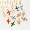 2025 New Stainless Steel Cross Necklace 18K Real Gold Plated Cubic Zirconia Christian Cross Charms Religious Pendant