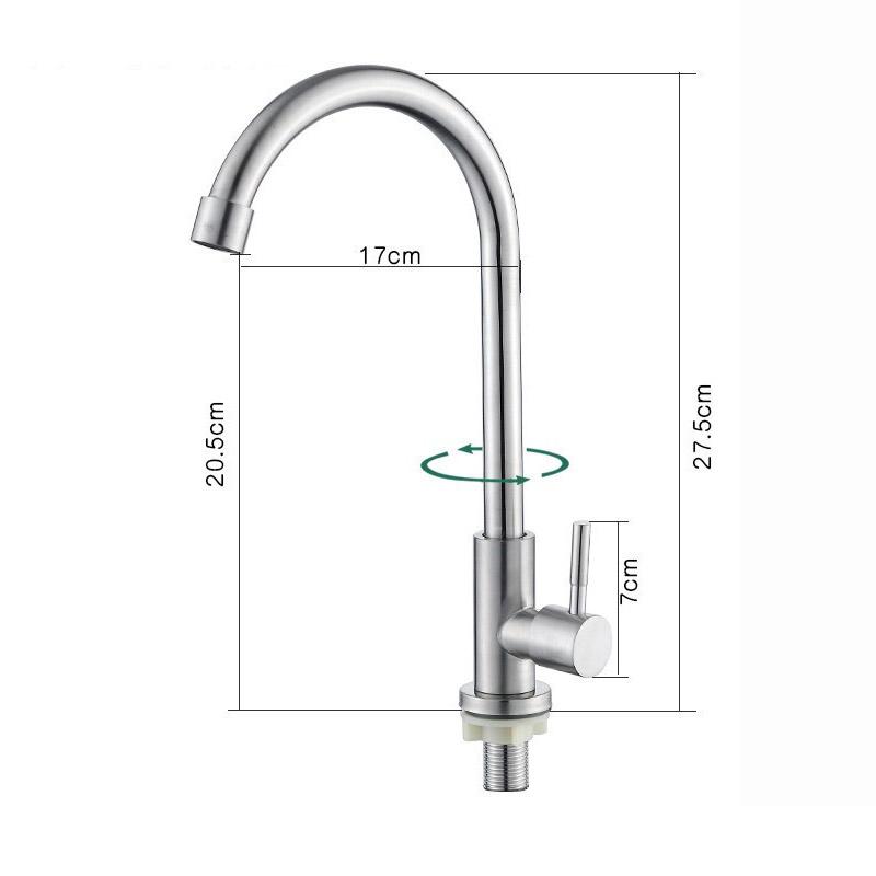 

Кухонный кран для холодной воды из нержавеющей стали 304, полностью медный, для мойки, брызгозащищенный, поворотный серебряный
