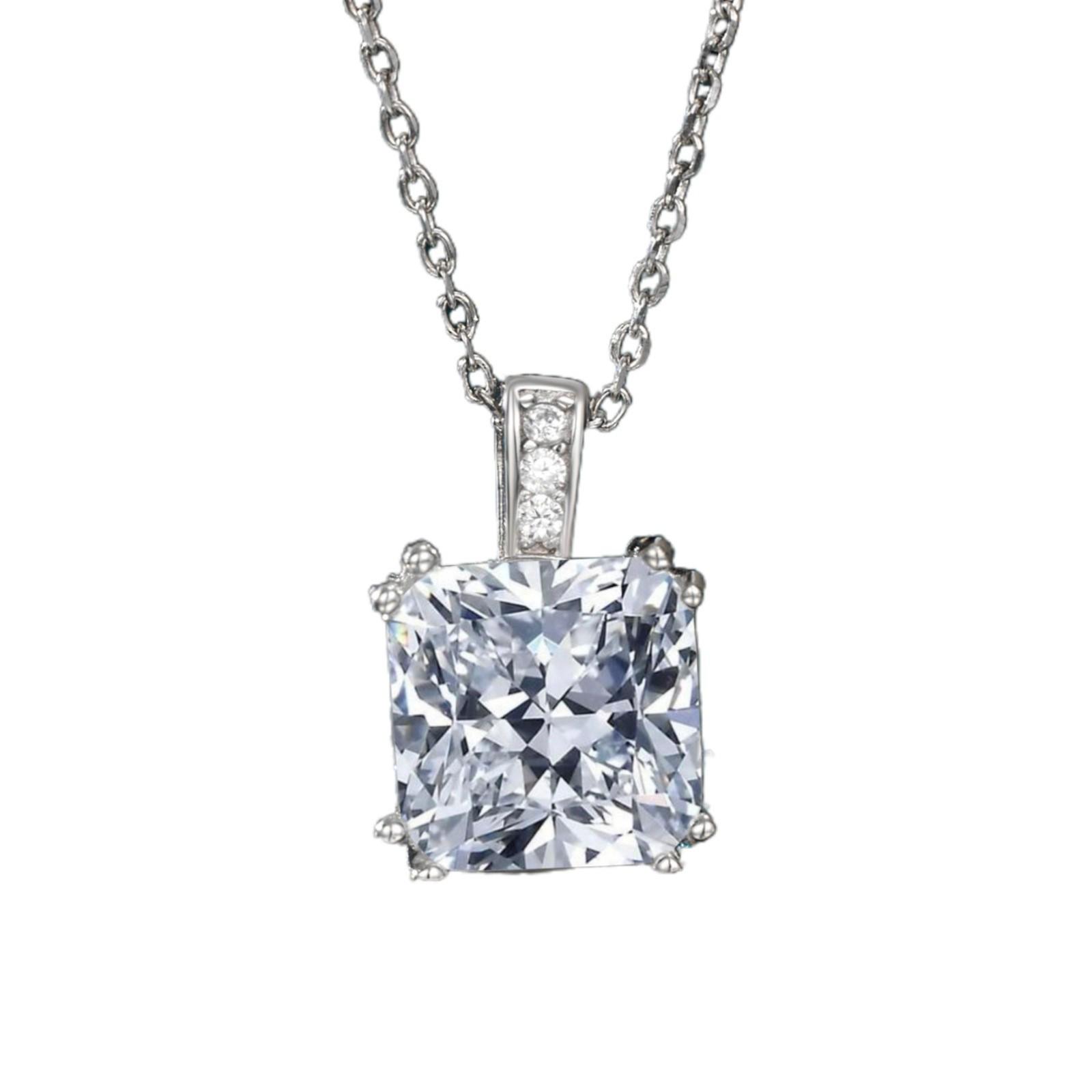 3 Carat Princess-Cut Moissanite Pendant in 925 Sterling Silver - Elegant and Sparkling Design for Women 925 Silver