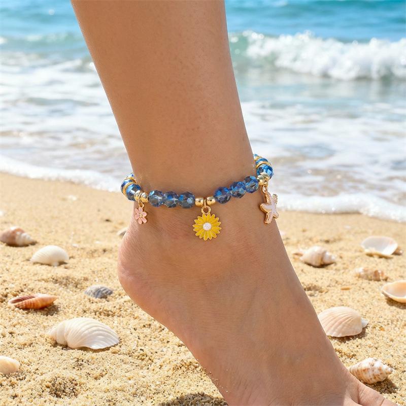 Sunflower Bead Bracelet For Women Bohemian Starfish Flower Charm Alloy Bracelet Friendship Jewelry Gifts