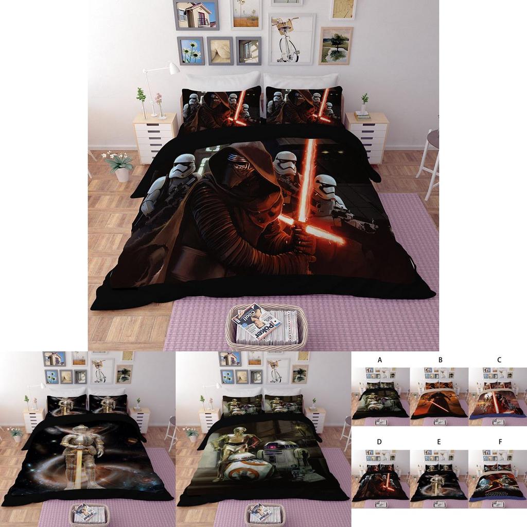 Star Wars Print Film Duvet Comforter Quilt Cover Bedding Set With Matching Pillowcases For Elegant Childrens Room Decor