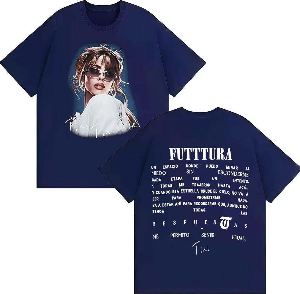 Sommer-Hit-Sängerin TINI Futtturas Album Popmusik Gothic Frühling Sommer 2026 Print Reines Baumwoll-Mode-Freizeit-T-Shirt y2k ins