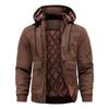 Men's Trendy Loose Fit Multi-Pocket Leather Jacket with Hood (European Plus Size)