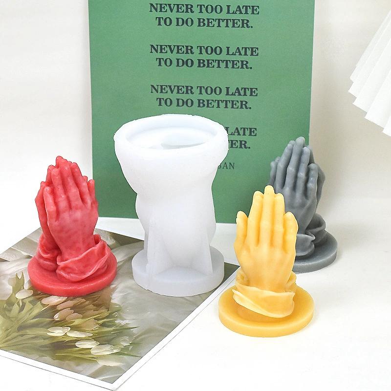 3D Prayer Gesture Candle Silicone Mold Handmade Hand in Hand Buddha Hand Aromatherapy Molds Gypsum Crafts Desktop Ornament