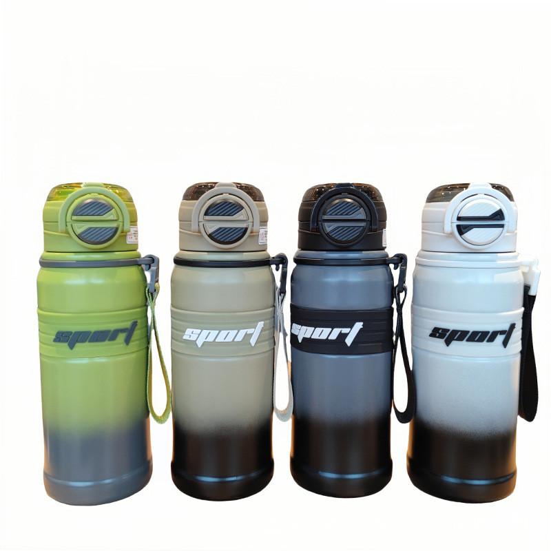 Tragbare, isolierte Sport-Trinkflasche mit Strohhalmverschluss für Schüler und Outdoor-Aktivitäten