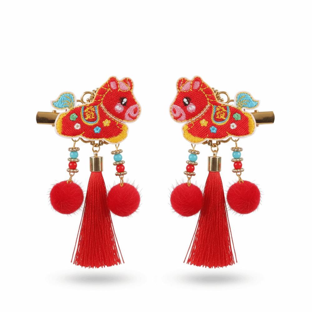Cartoon Tassel Hairpin Horse New Year Hair Accessory  Festive Occasions