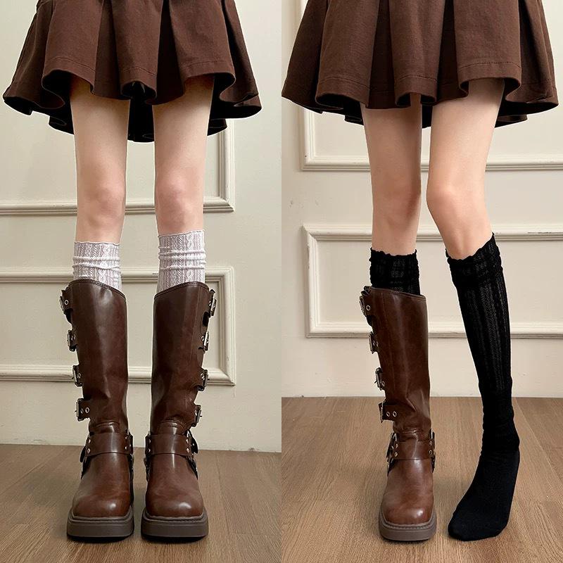 Women's White Lace Stacked Leg Warmers for Layering with Long Boots