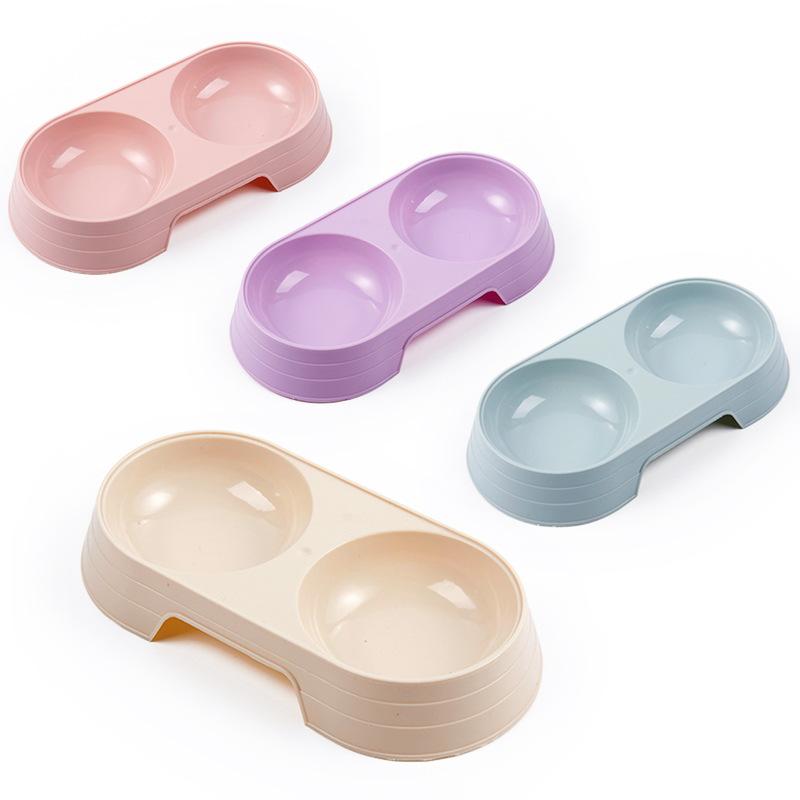 

Macaron Pet Двойная кошачья миска Пластиковый котенок Корм для собак Поднос для питья Кормушка для кошек Кормление домашних животных