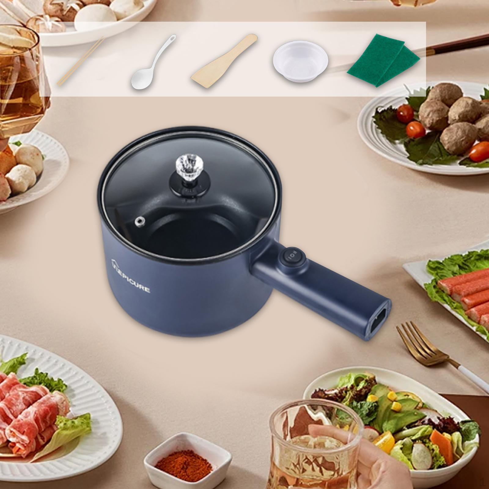Crafttradeonline Elektrische pan, Anti-aanbakpan, Multifunctioneel, Elektrische kook-mini-reiskoker voor studentenhuis blauw