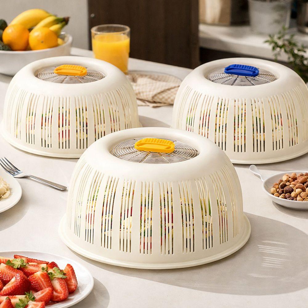 Washable Plastic Vegetable Food Cover Anti Fly Mosquito Heat Resistant Draining Basket Breathable Dust Proof Cover Dining Table