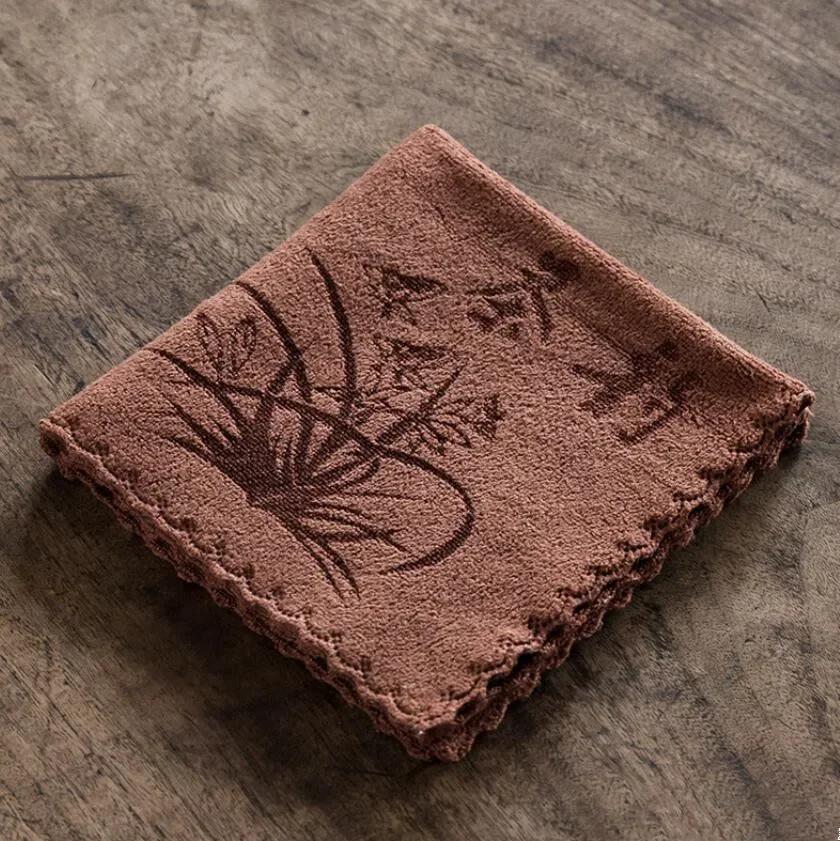 2 Pcs/set Thickened Tea Towel Soft Cleaning Plush Absorbent water Rag Tea Napkins Cloth Table teapot Coaster Tea Set Accessories 28x28cm
