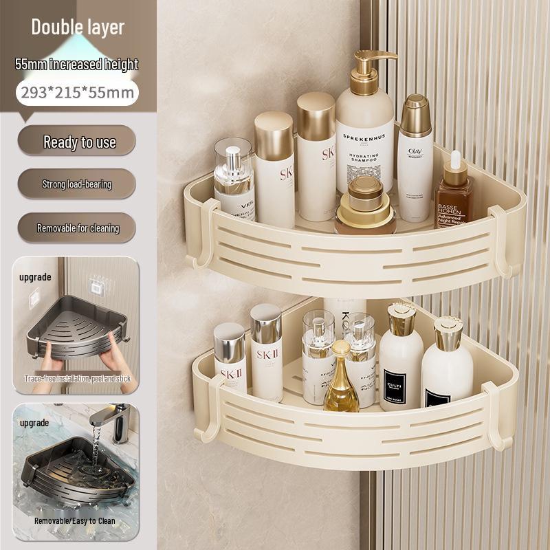 No-Drill Wall-Mounted Bathroom Corner Shelf Rack