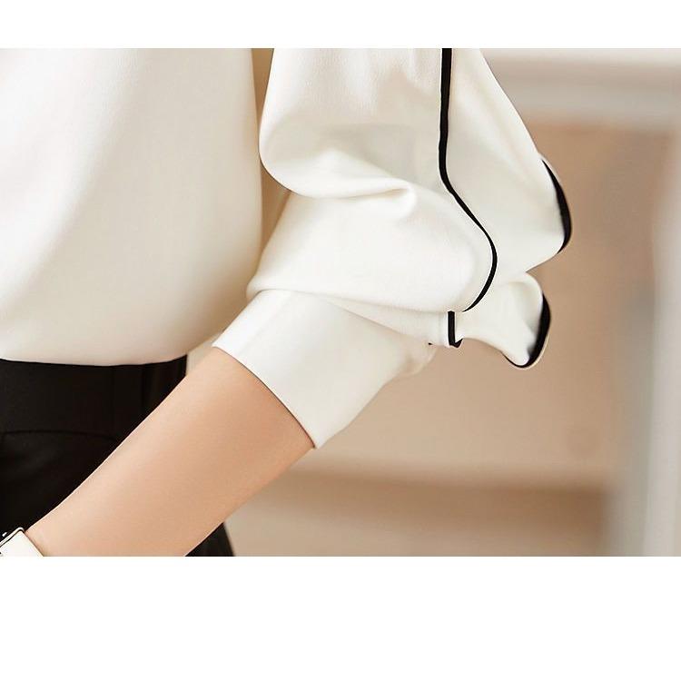 Hochwertiges weißes Chiffonhemd Damen Locker Langarm Lässige Bluse Herbst Frühling Slim Fit Elegant