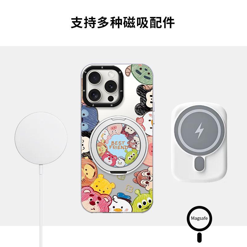 Strawberry Bear Magnetic Suction Bracket Is Suitable for Apple Fulcrum Mobile Phone Case Xiaomi Cute and Advanced Sense