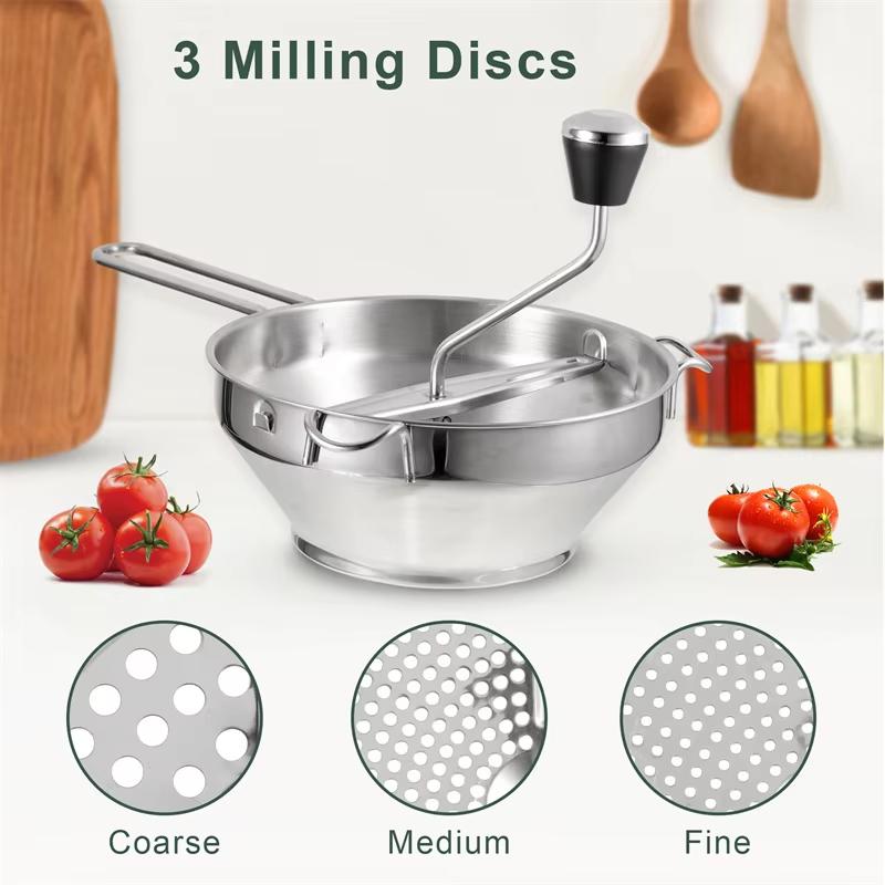 Multifunctional Stainless Steel Food Mill Rotary Mill Vegetable Strainer Tomatoes Masher Grinder With Milling Discs Kitchen Tool