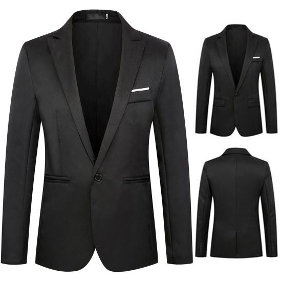 Thin Type Pockets Men Blazer Long Sleeve Single Button Lapel Suit Jacket Male Clothing