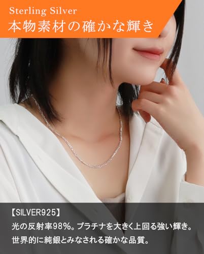 [Shinjuku Gin No Kura] Silver 925 Figaro Chain, Approx. 2.4mm Wide, 40-80cm (50cm) Long, Chain Necklace for Men and Women, Simple, Chain Only