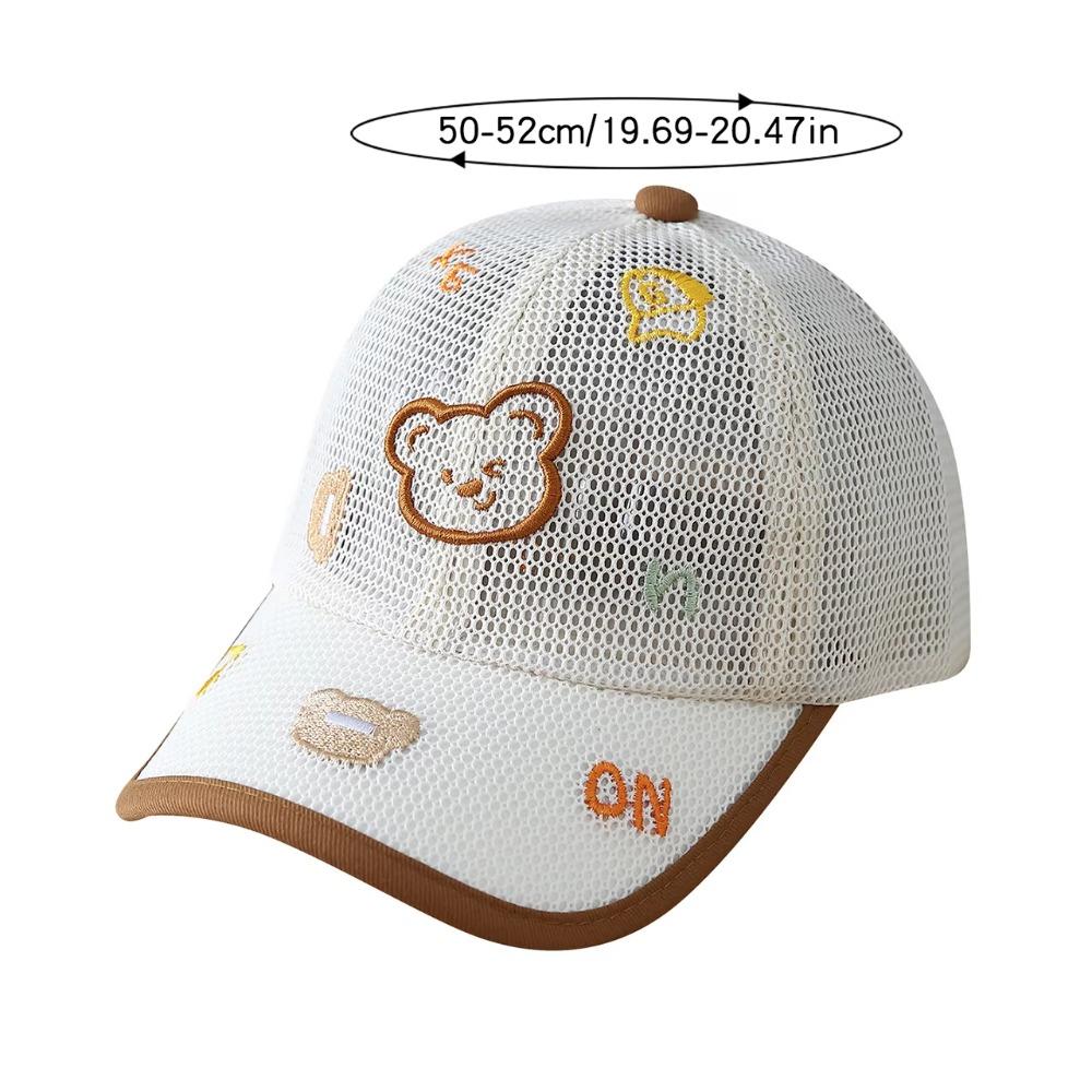 Cartoon Bear Baby Baseball Cap Mesh Breathable Sunshade Cap Cute Kid Sun Hat Boys Girls