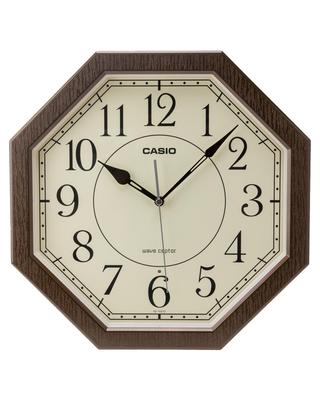 CASIO Wall Wood Grain Step Second Nighttime Second Hand Dark Suitable for Rooms IQ-1023J-5JF Clock, Radio-Controlled, Finish, Hand, Stop, Brown,
