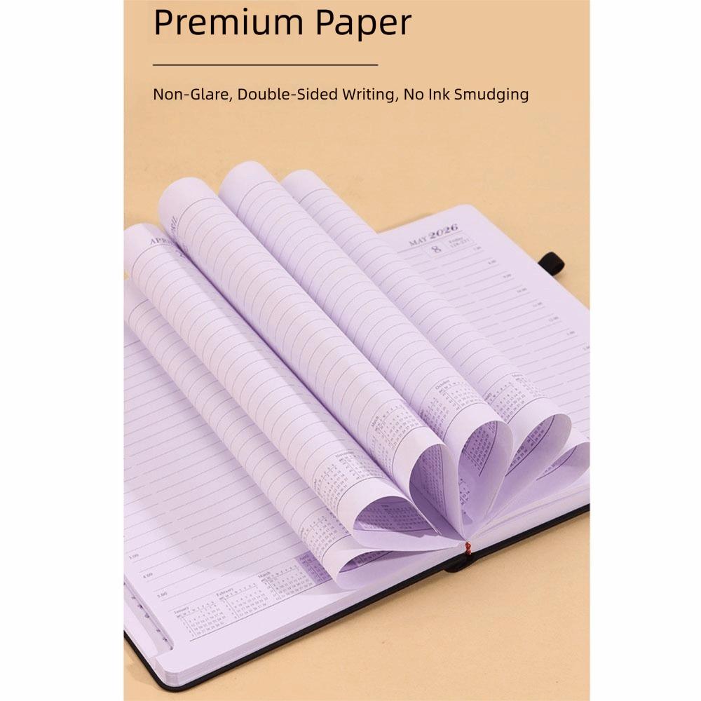 PU Leather 2026 Daily Planner 2026.1.1-2026.12.31 Calendar Book Portable Agenda Notepad  Office