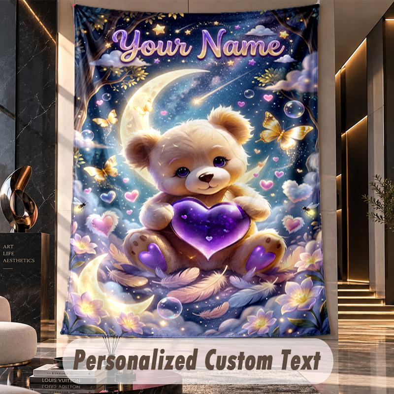 Teddy Bear (284) Theme Custom Tapestry Personalized Custom Name Text Wall Hanging Tapestry Home Decor Background Cloth