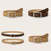 Simple Solid Color Silver Square Buckle Decorative Suede Women Casual Belt For Fashion Women