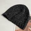 Cool Black Sequins Party Hat Breathable Skull Hat Party Bonnet Knit Hat