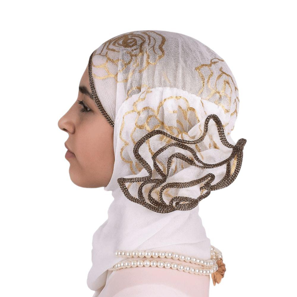 Elastic Turban Caps Bronzing Flower Casual Hair Bonnets African Women's Hat  Four Seasons