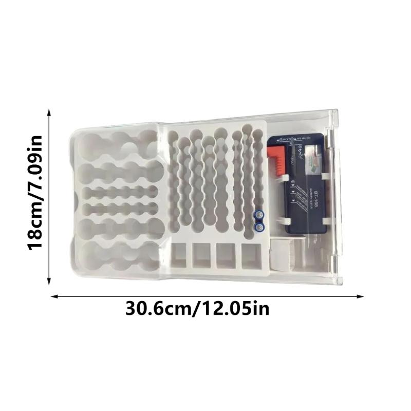 Large Capacity Battery Storage Box with Builts In Tester Holds Up To 94 Batteries for Various Types