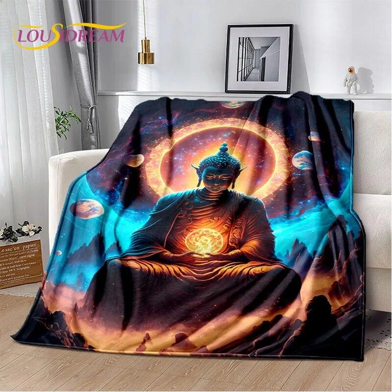 HD Buddha Buddhismus Víra Meditující Náboženství Sakyamuni Bodhisattva Modlitební deka Měkká deka pro domácí postele Pohovka Kid