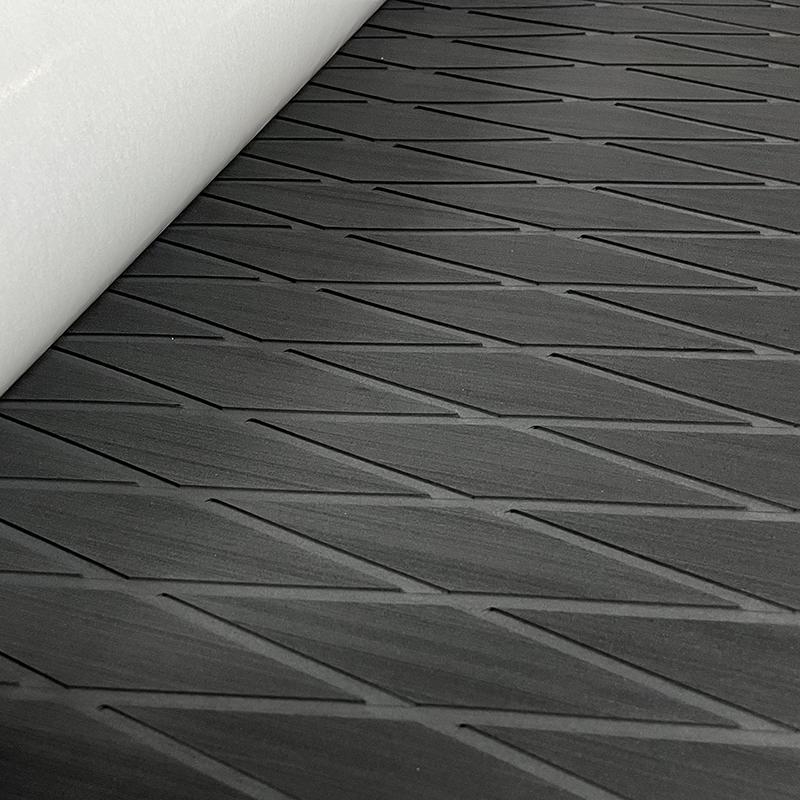 1900*350*6MM Eva Boat Decking Sheet Marine Flooring Anti Slip Pad With Rhombus Diamond Pattern Self-Adhesive Surfboard Traction full black
