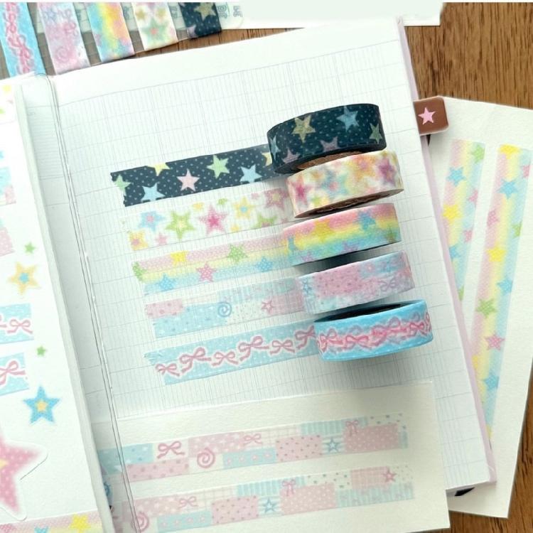 Scrapbooking Tape Aesthetic Star Decorative Tape Background Decorative Tape for Scrapbooking Photo Frame Journal Planner