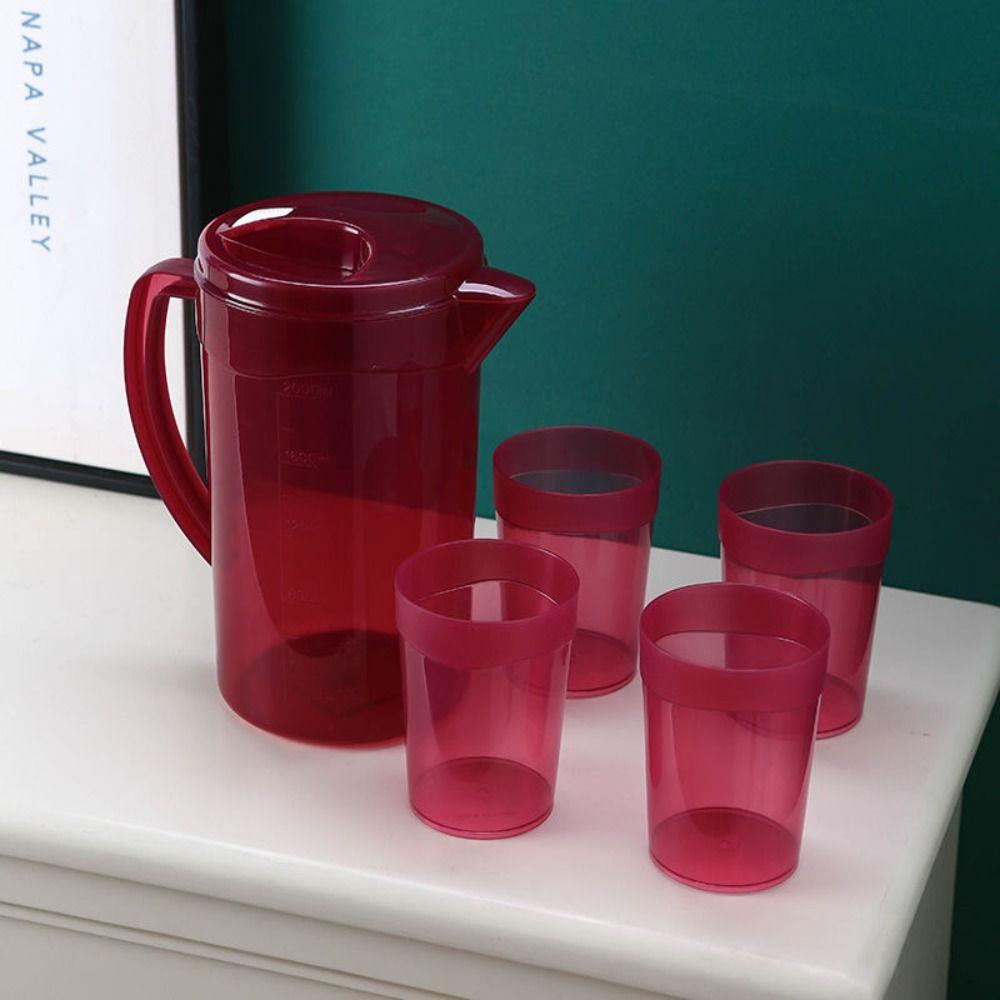 Hochwertige Fiberglas-Kanne Große Kühle Wasserflasche Einfache Kanne mit 4 Tassen