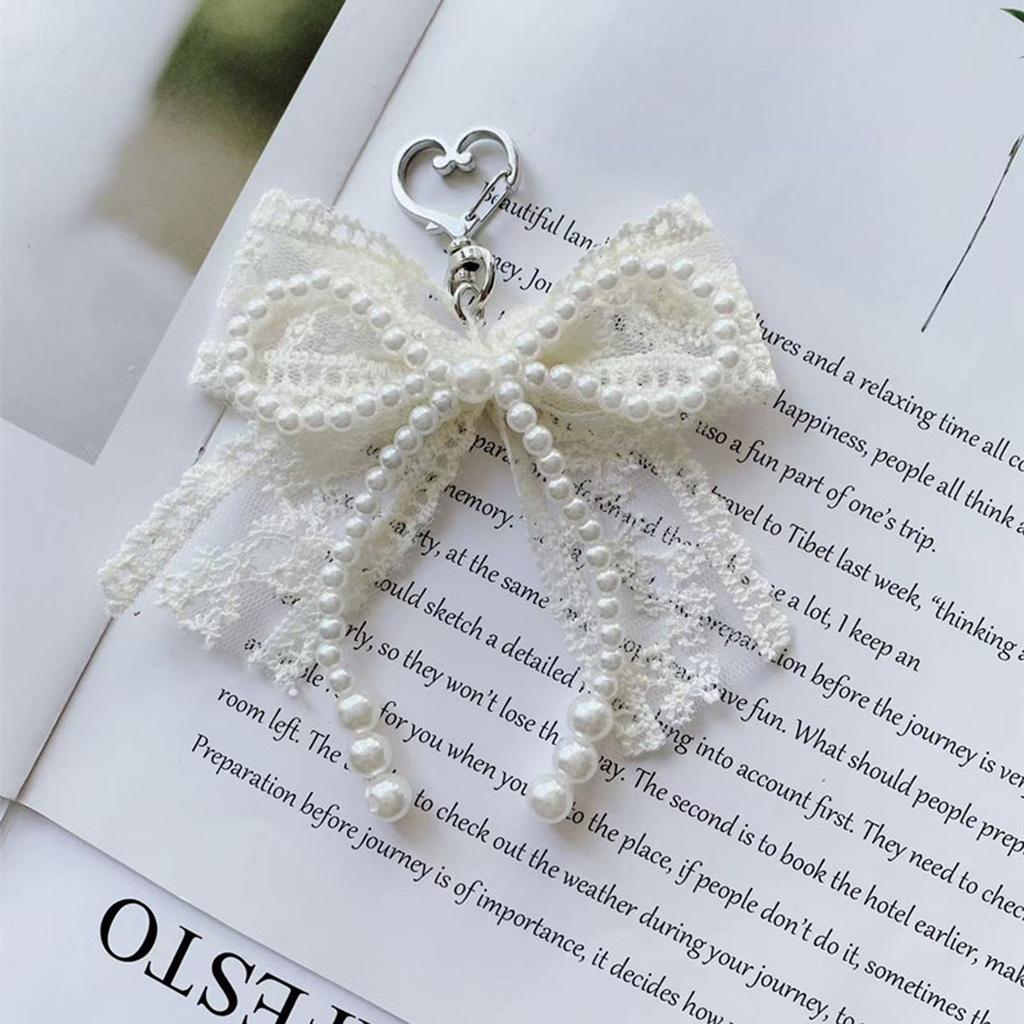 Charming Lace Pearls Key Holder Decorative Keychain Charm For Women Girls Handbag And Backpack Ornament